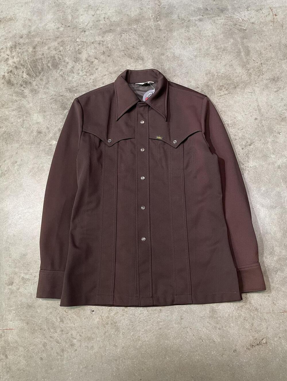Vintage 1970s Brown Lee Pearl snap Western Shirt vtg 70s Medium 19X29